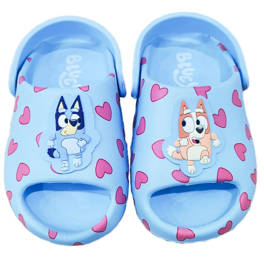 GROUND UP BLUEY TODDLER KIDS BRAND NEW BLUE VALENTINE'S DAY SLIDES SIZE 11-12